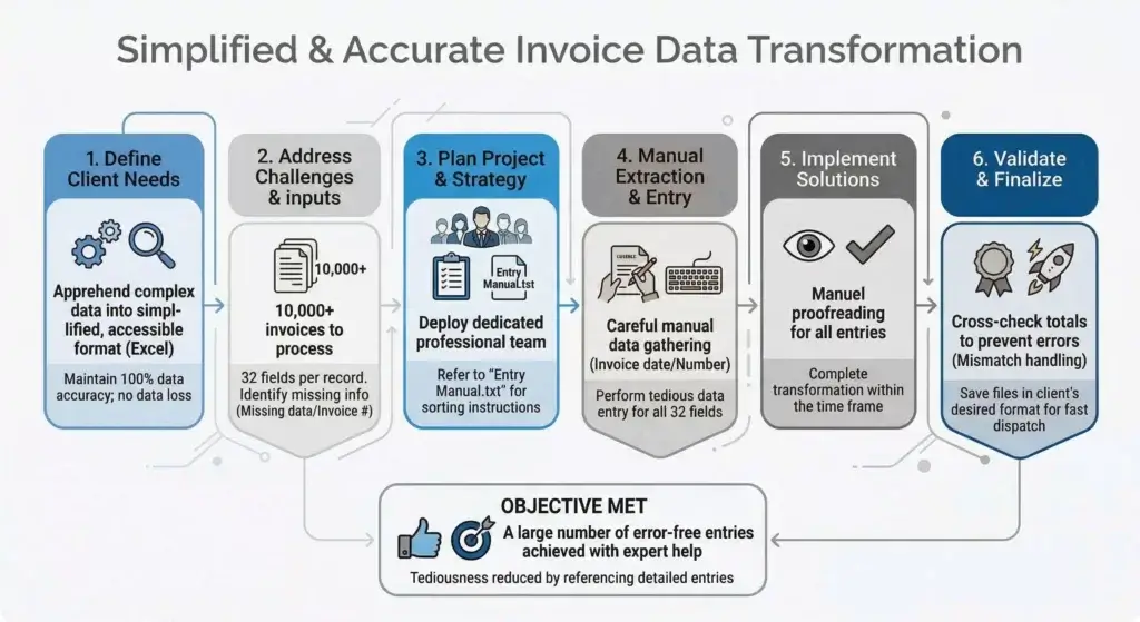 Digitization Of Invoices Into Excel Sheet Process Chart